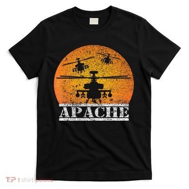 Apache Helicopter AH64 Attack Helicopters Pilot Sunset T-Shirt