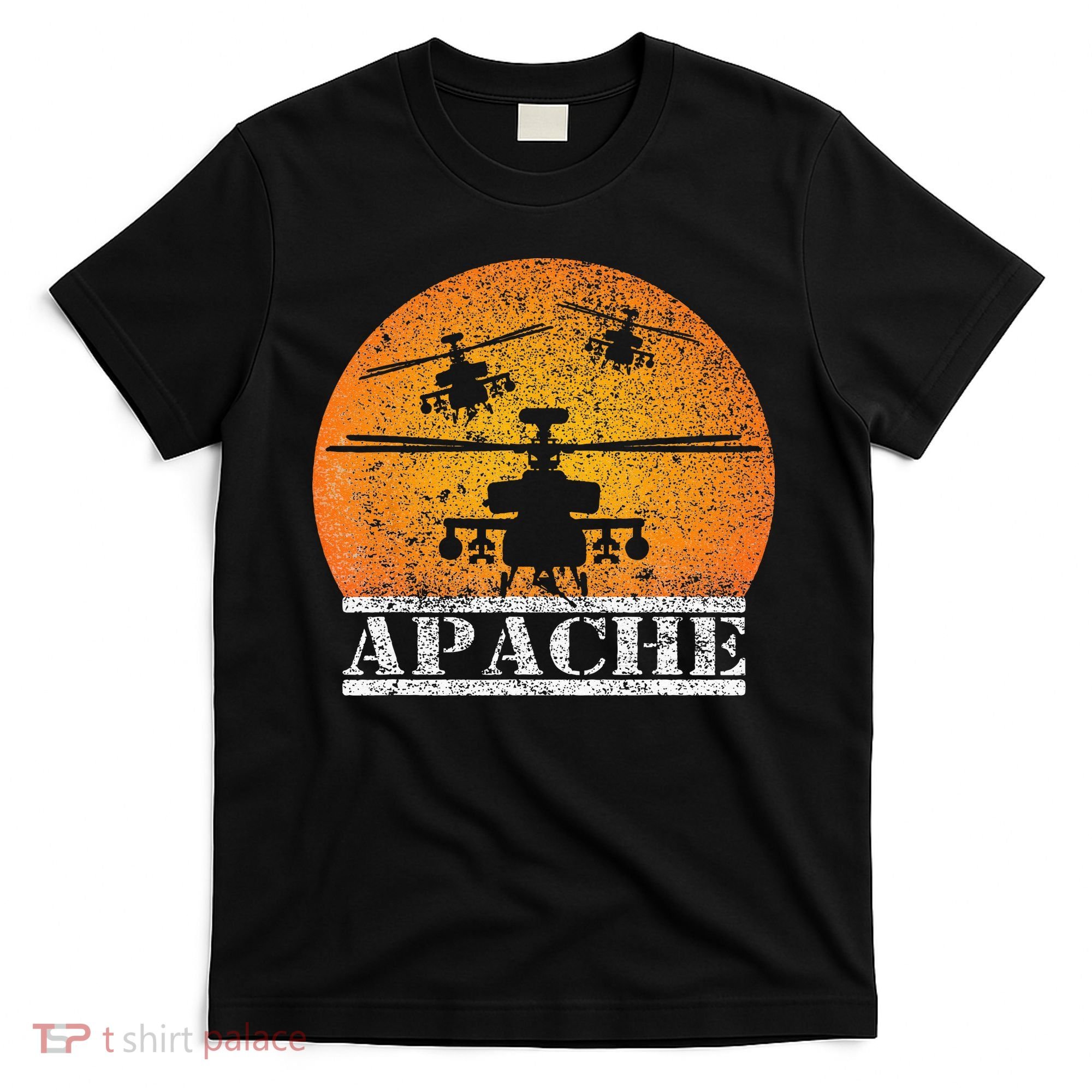 Apache Helicopter AH64 Attack Helicopters Pilot Sunset T-Shirt