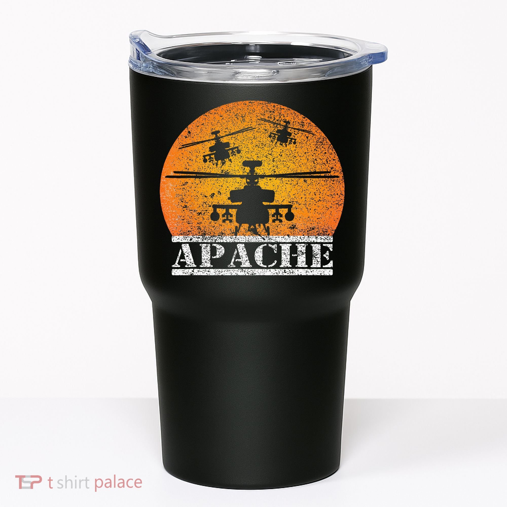 Apache Helicopter AH64 Attack Helicopters Pilot Sunset Tumbler