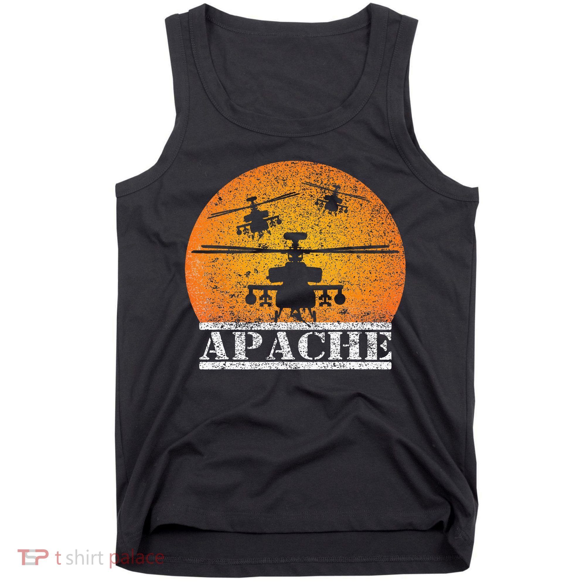 Apache Helicopter AH64 Attack Helicopters Pilot Sunset Tank Top