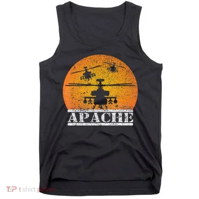 Apache Helicopter AH64 Attack Helicopters Pilot Sunset Tank Top