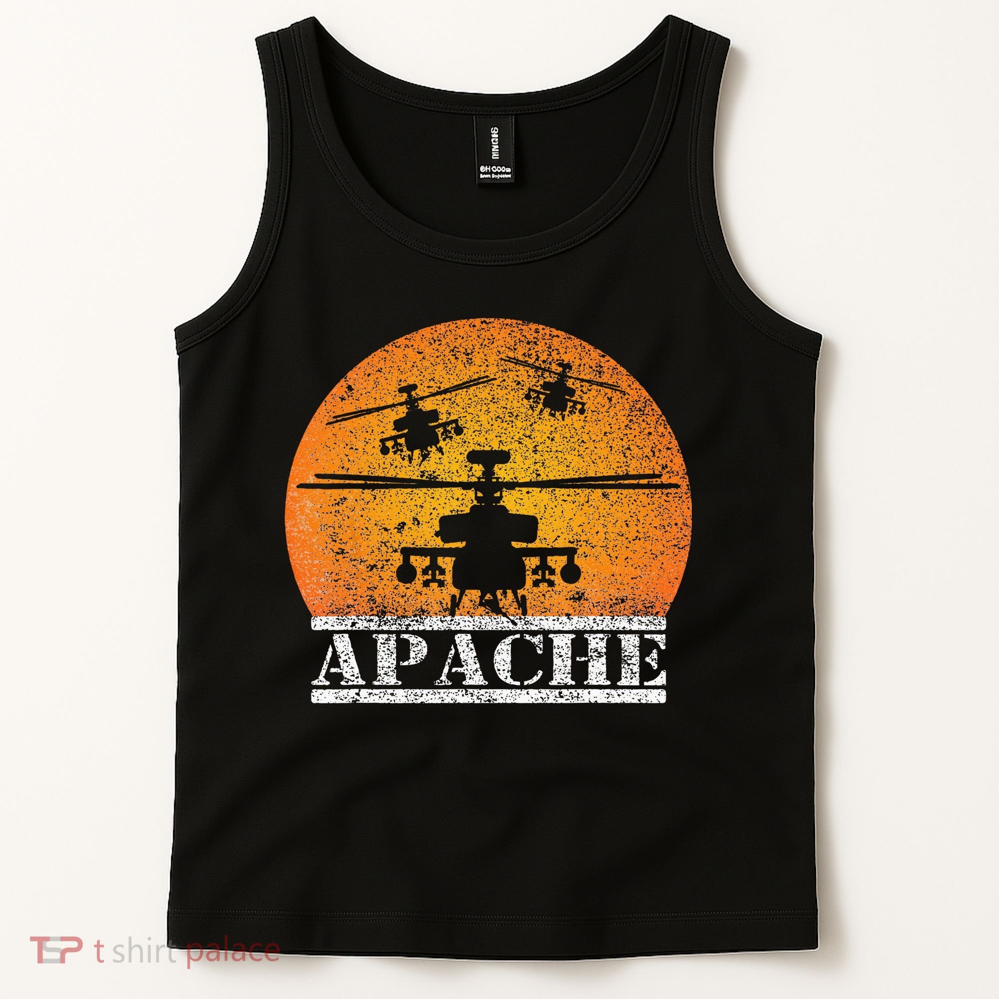 Apache Helicopter AH64 Attack Helicopters Pilot Sunset Tank Top