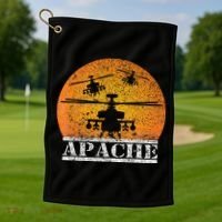 Apache Helicopter AH64 Attack Helicopters Pilot Sunset Golf Towel thumb 1