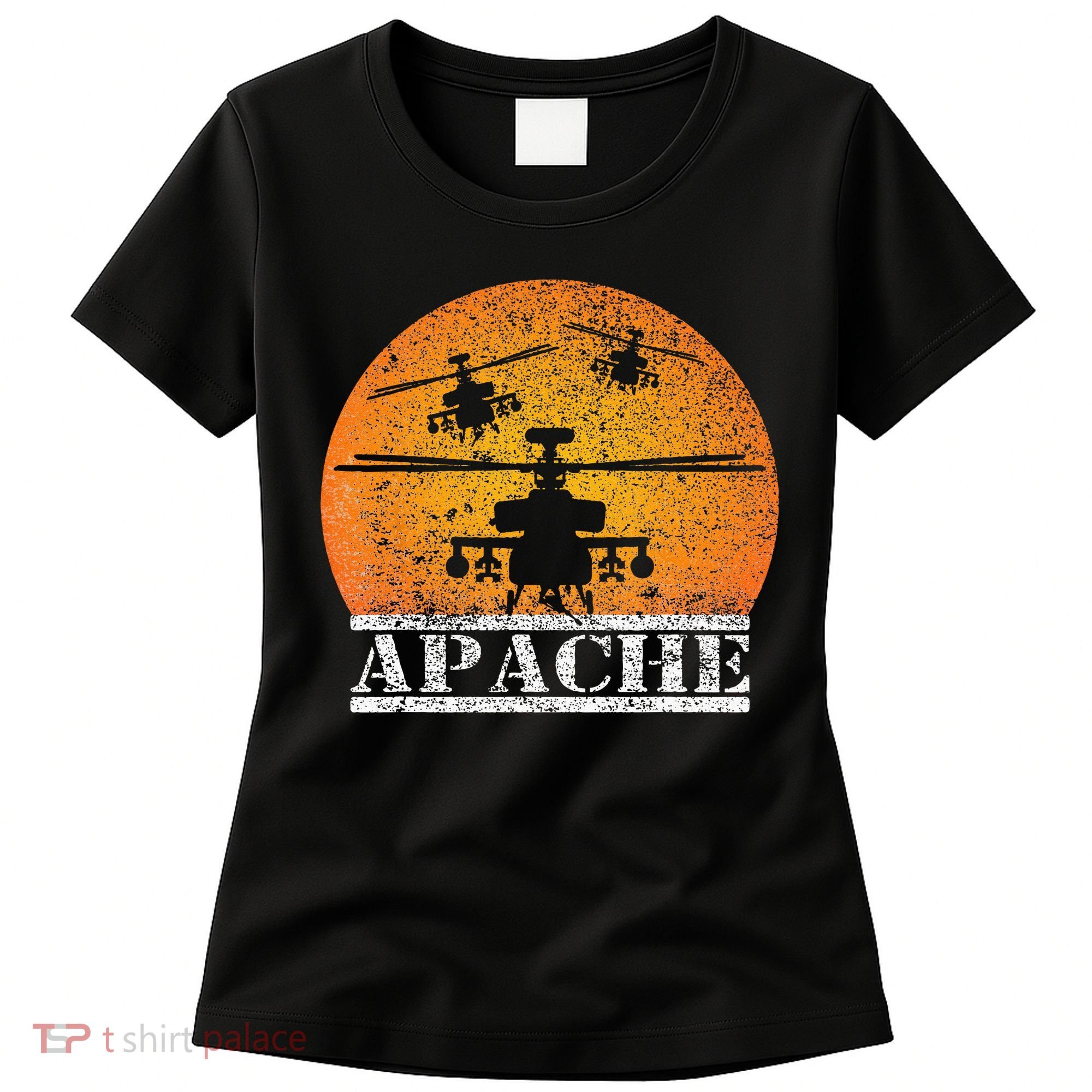 Apache Helicopter AH64 Attack Helicopters Pilot Sunset Women's T-Shirt