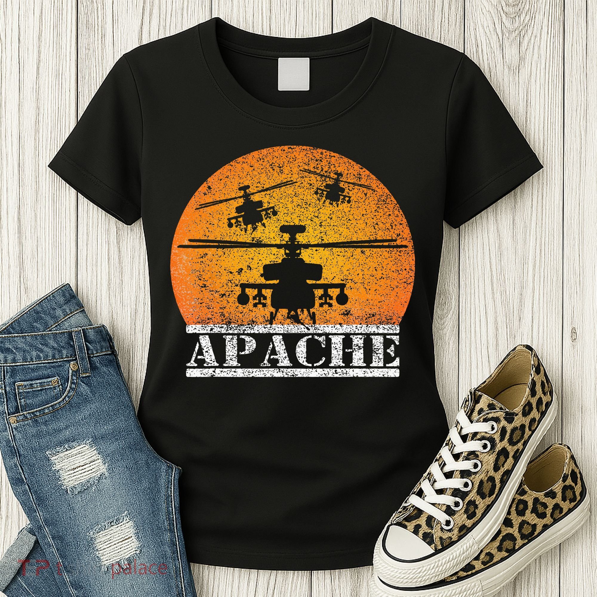 Apache Helicopter AH64 Attack Helicopters Pilot Sunset Women's T-Shirt