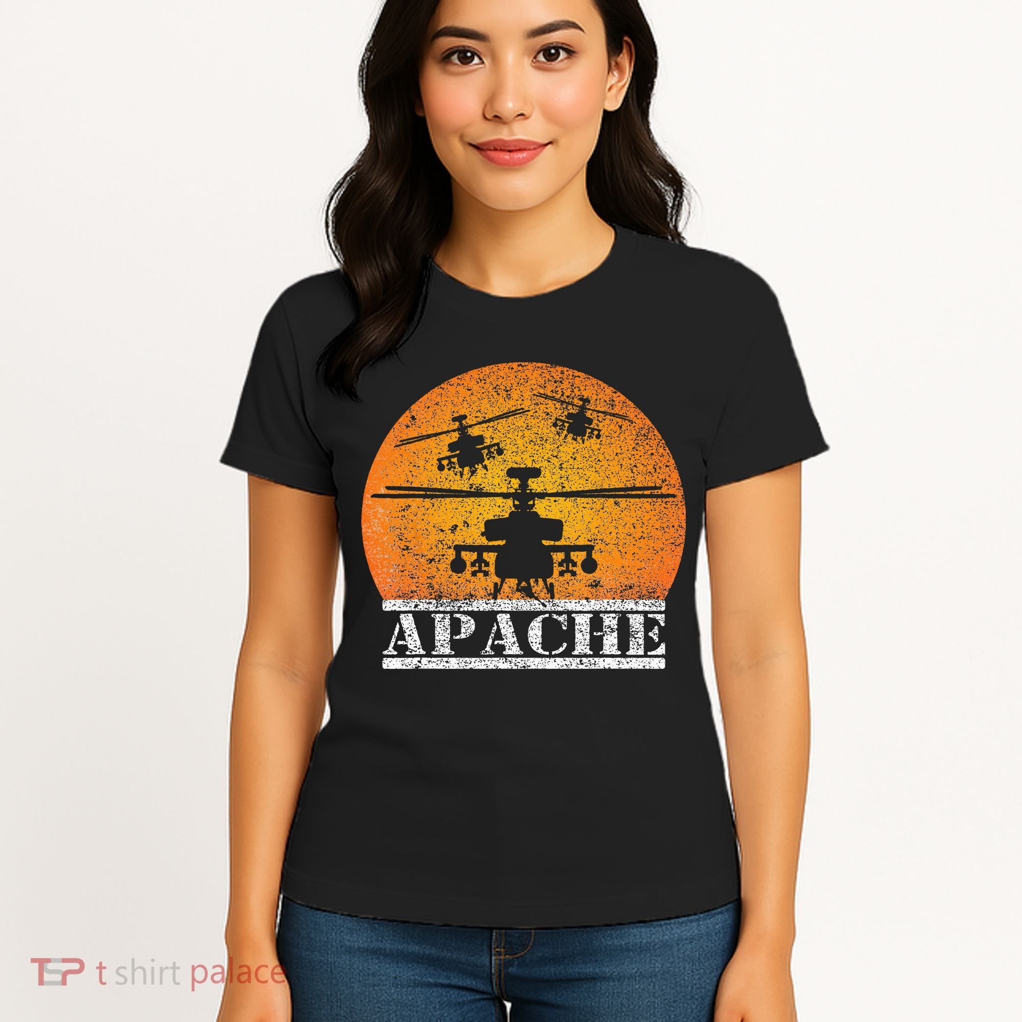 Apache Helicopter AH64 Attack Helicopters Pilot Sunset Women's T-Shirt