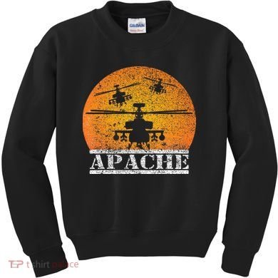 Apache Helicopter AH64 Attack Helicopters Pilot Sunset Kids Sweatshirt