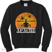 Apache Helicopter AH64 Attack Helicopters Pilot Sunset Kids Sweatshirt thumb 0