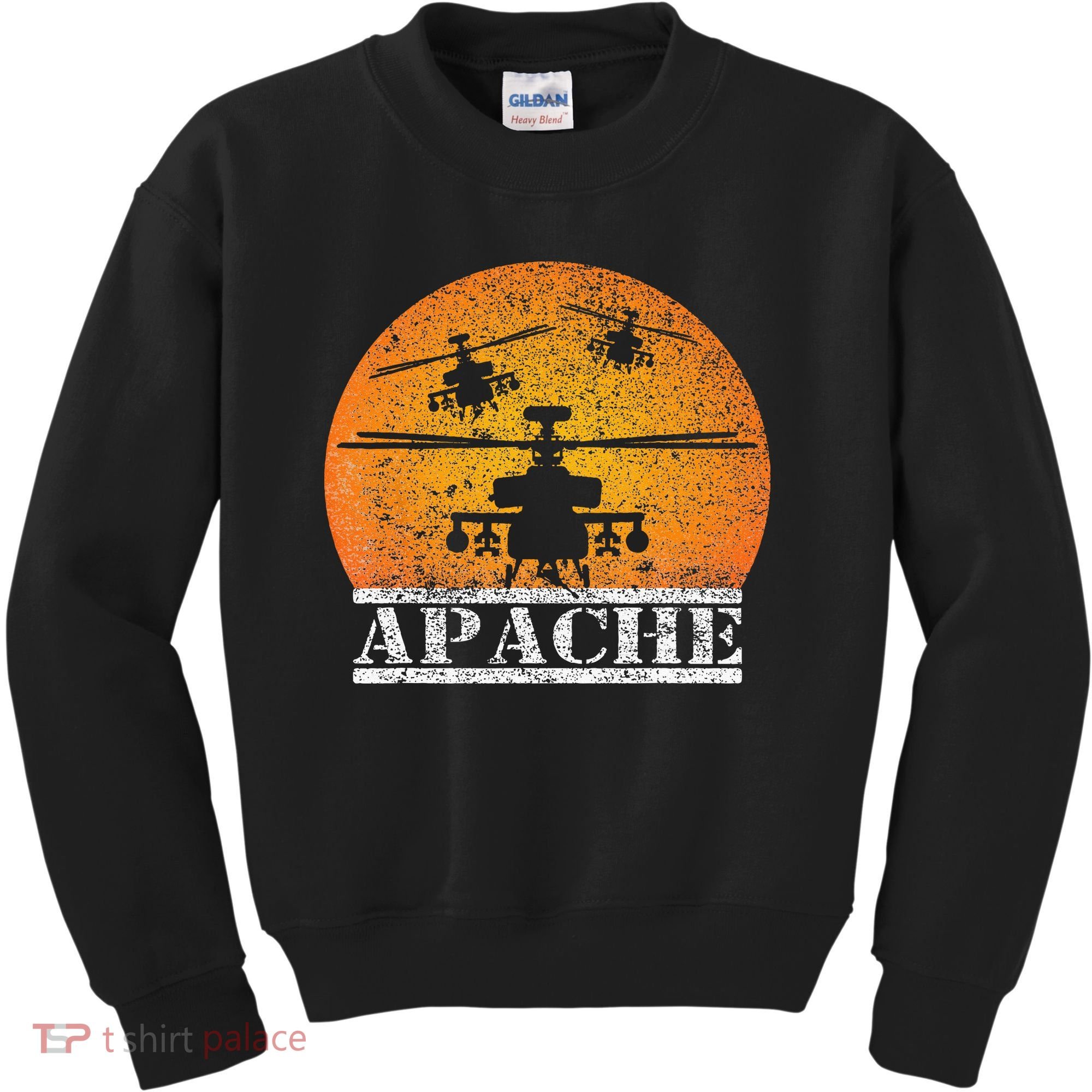 Apache Helicopter AH64 Attack Helicopters Pilot Sunset Kids Sweatshirt