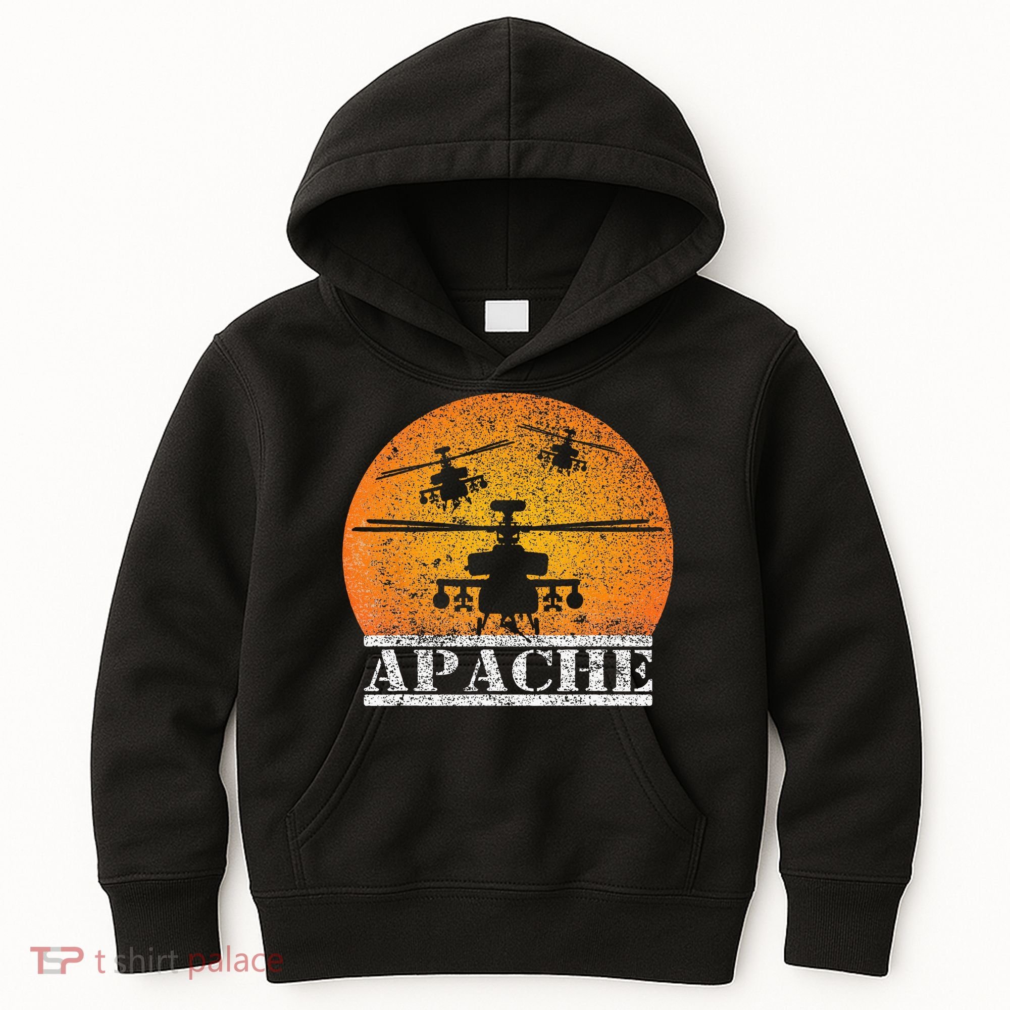 Apache Helicopter AH64 Attack Helicopters Pilot Sunset Kids Hoodie