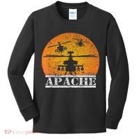 Apache Helicopter AH64 Attack Helicopters Pilot Sunset Kids Long Sleeve Shirt thumb 0