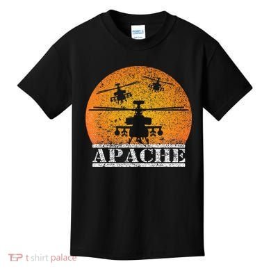 Apache Helicopter AH64 Attack Helicopters Pilot Sunset Kids T-Shirt