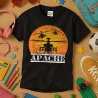 Apache Helicopter AH64 Attack Helicopters Pilot Sunset Kids T-Shirt thumb 3