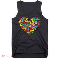 Autism Heart Autism puzzle proud Autism Mom Tank Top thumb 0