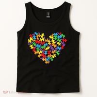 Autism Heart Autism puzzle proud Autism Mom Tank Top thumb 2