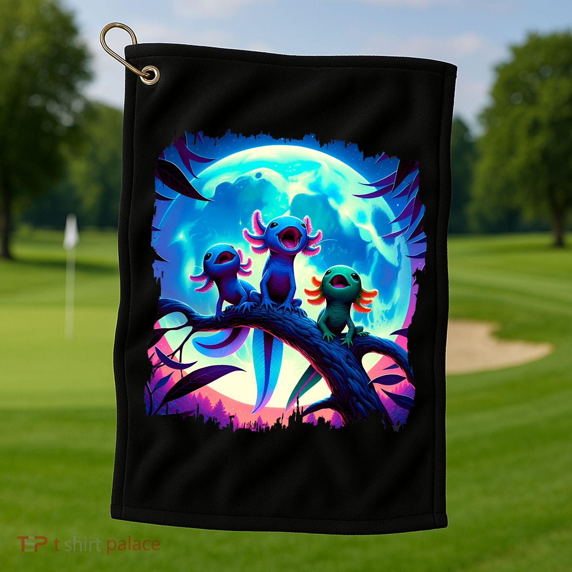 Axolotls Howl At Moon Axolotl Owner Golf Towel