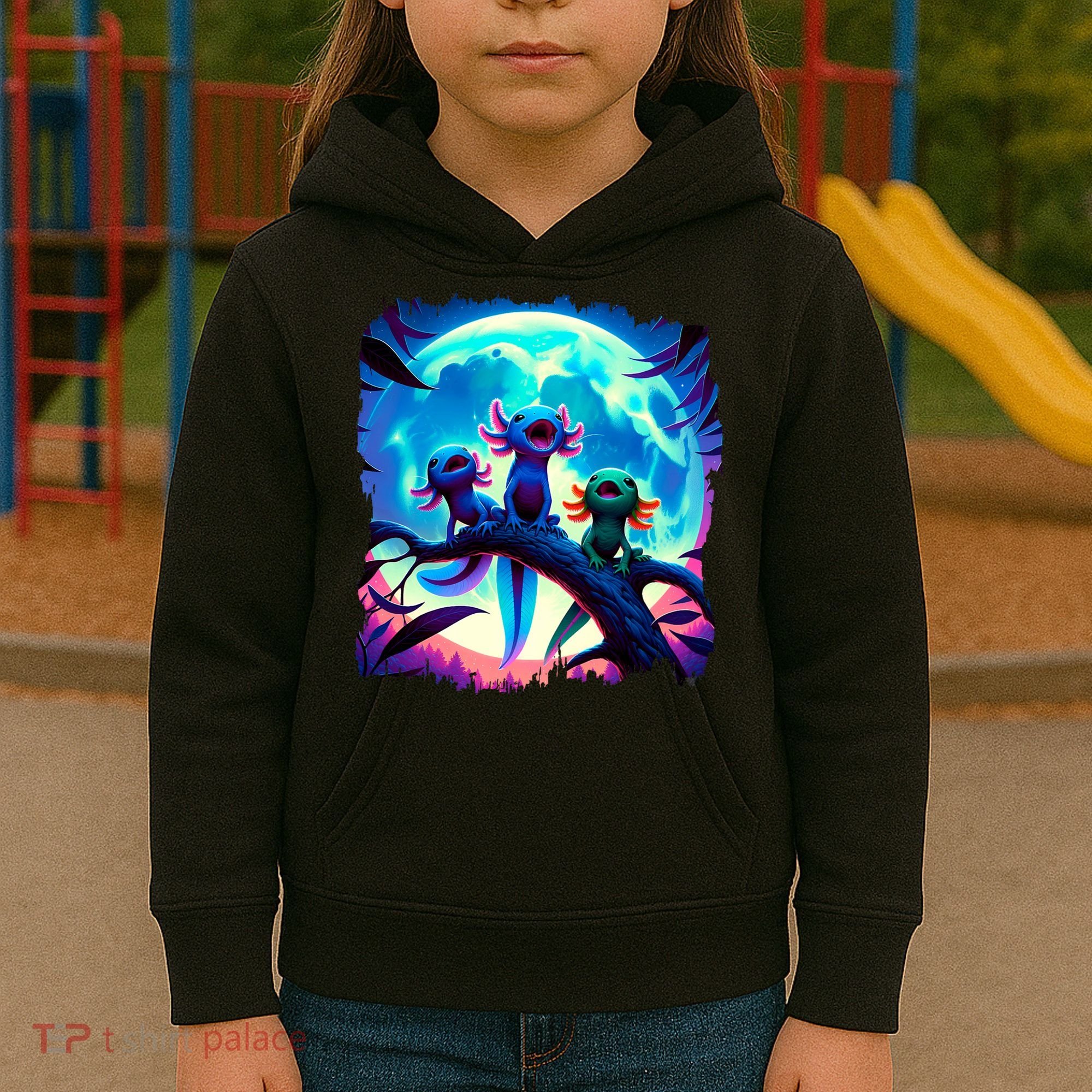 Axolotls Howl At Moon Axolotl Owner Kids Hoodie