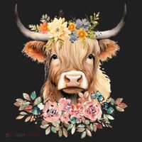 Adorable Highland Cow Calf with Festive Flowers Women's Sweatshirt thumb 2