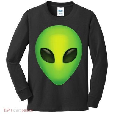 Alien Head Colorful Alien Rave Believe Kids Long Sleeve Shirt