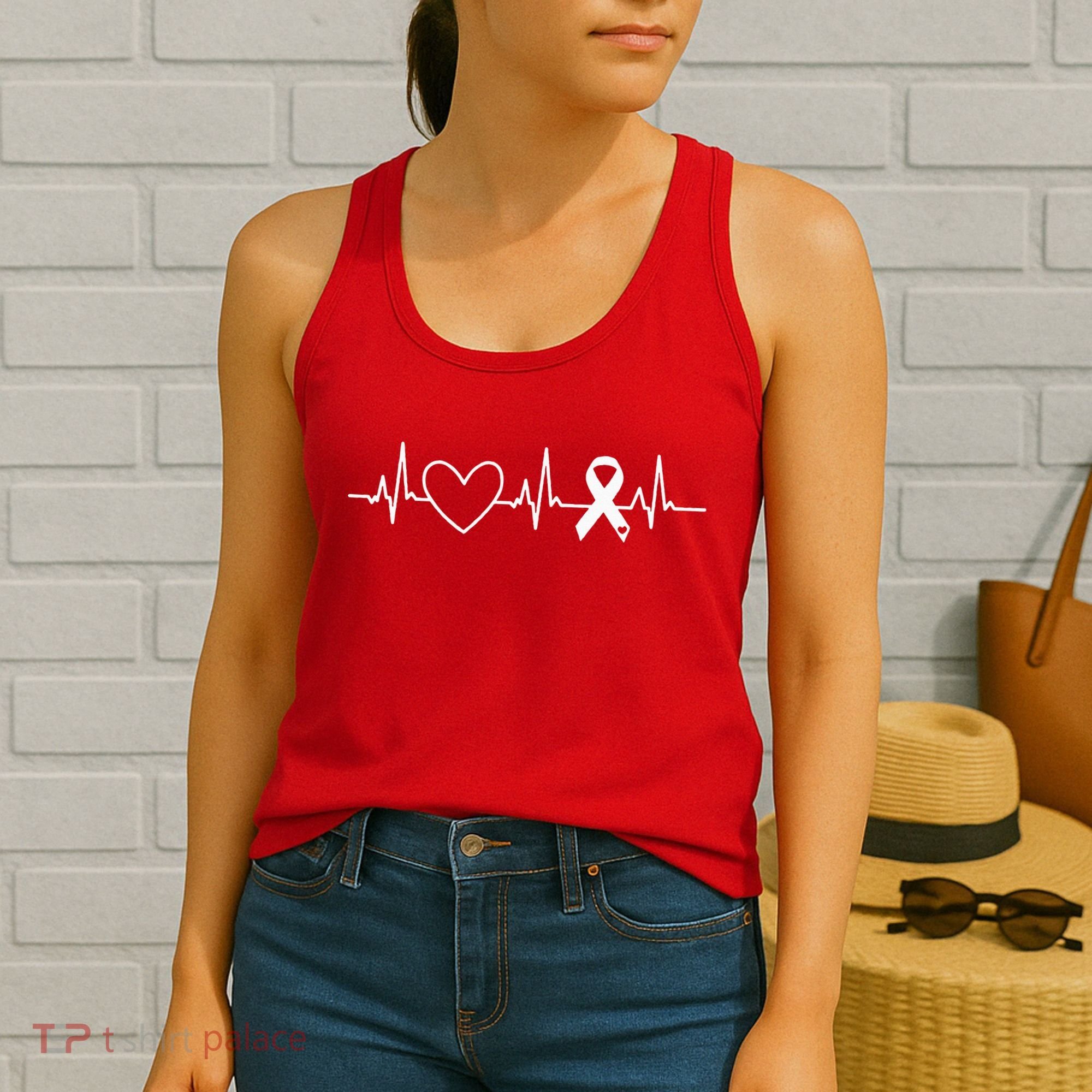 American Heart Disease Awareness Month Ribbon Go Red Heart Women's Tank Top