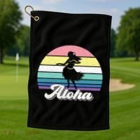 Aloha Hula Dancer Girl Cute Hawaiian Hawaii Dance Golf Towel thumb 1