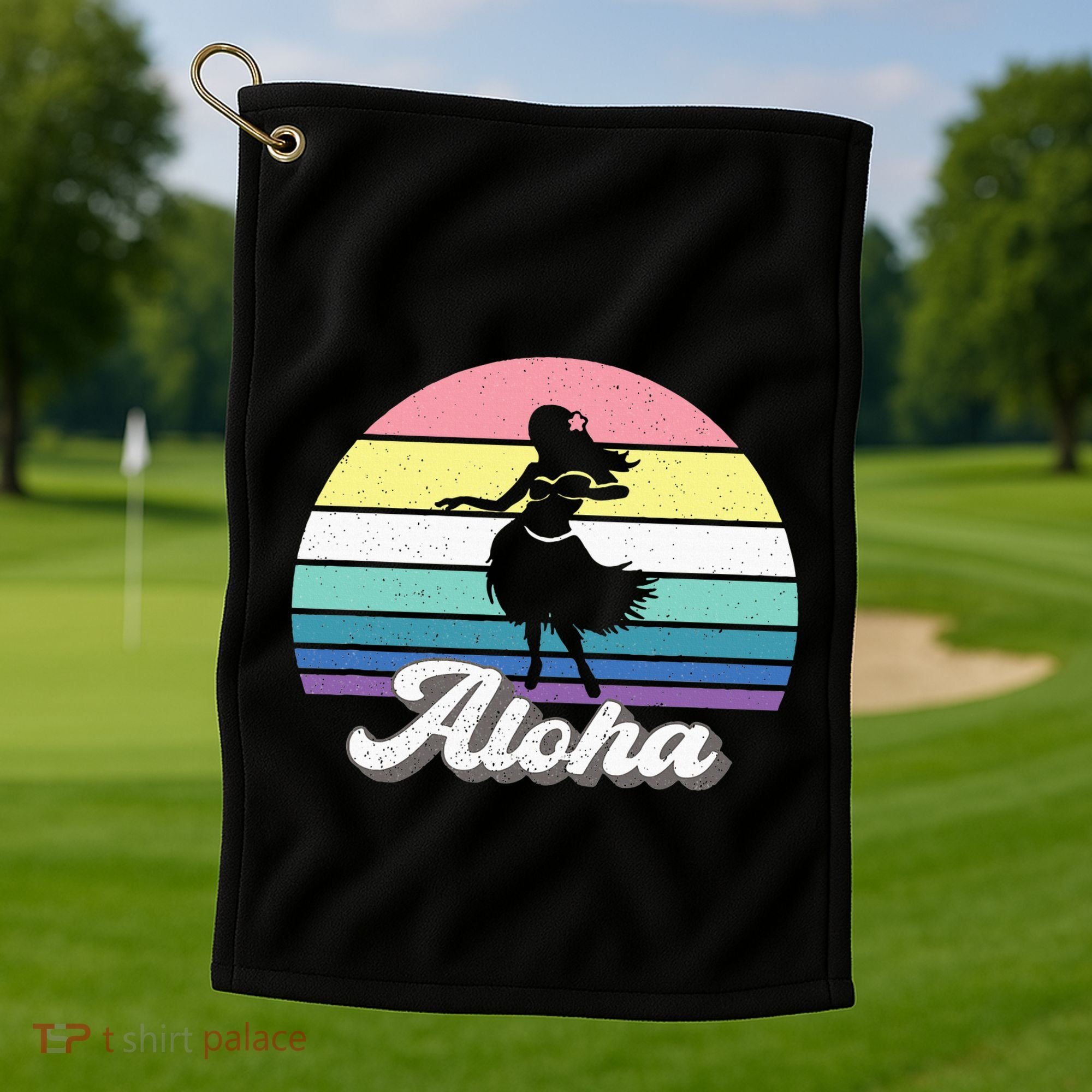 Aloha Hula Dancer Girl Cute Hawaiian Hawaii Dance Golf Towel
