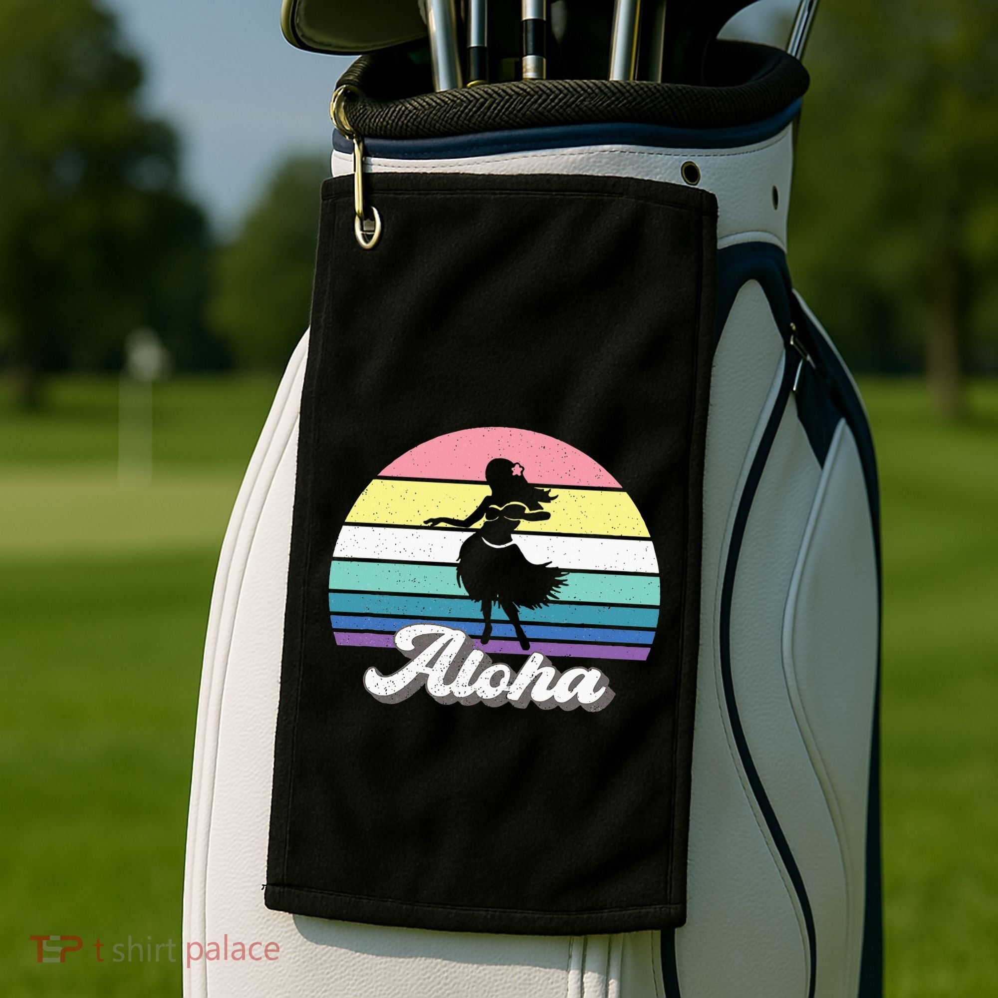 Aloha Hula Dancer Girl Cute Hawaiian Hawaii Dance Golf Towel