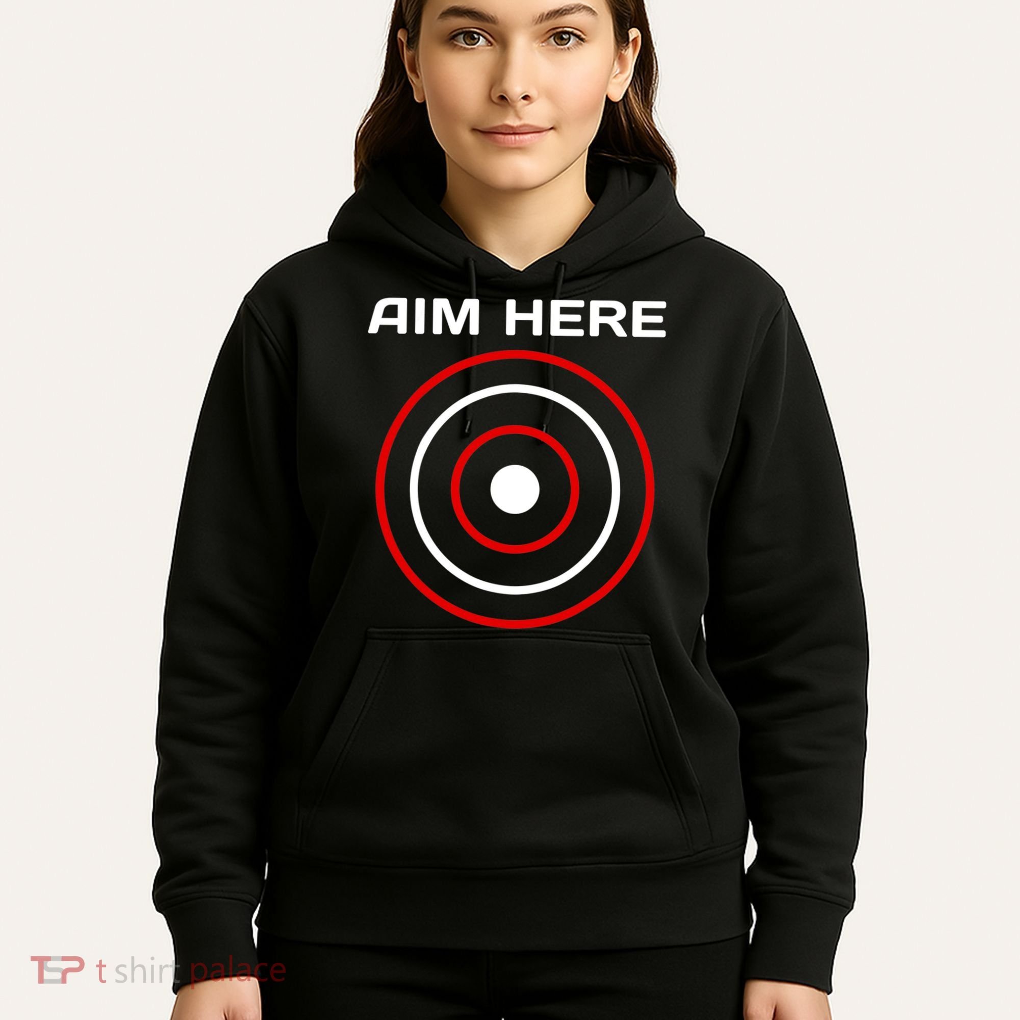 Aim Here Darts Players Bullseye Target Shooting Club Hoodie