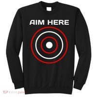 Aim Here Darts Players Bullseye Target Shooting Club Sweatshirt thumb 0