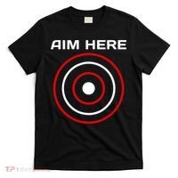 Aim Here Darts Players Bullseye Target Shooting Club T-Shirt thumb 0