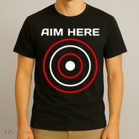 Aim Here Darts Players Bullseye Target Shooting Club T-Shirt thumb 3