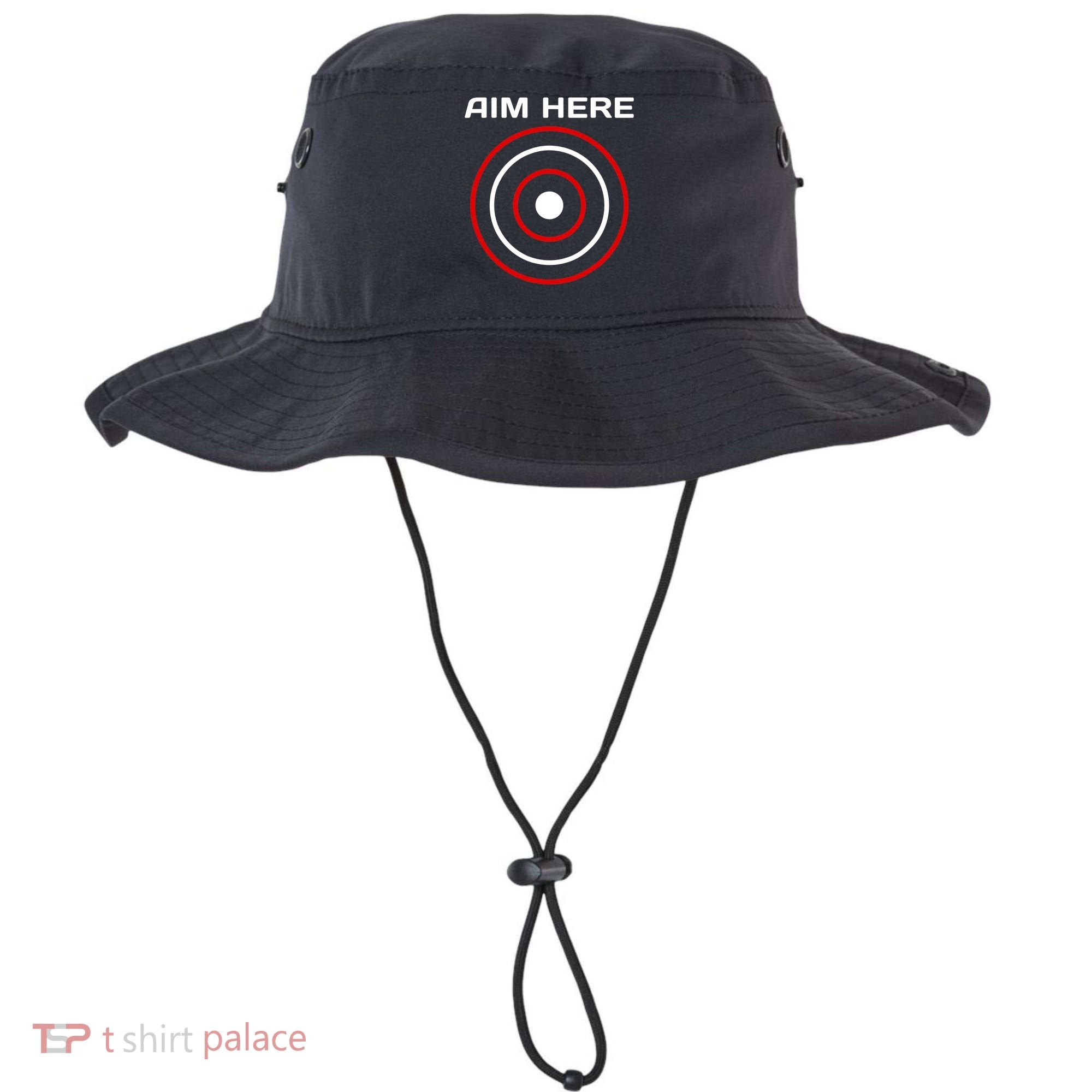 Aim Here Darts Players Bullseye Target Shooting Club Bucket Hat
