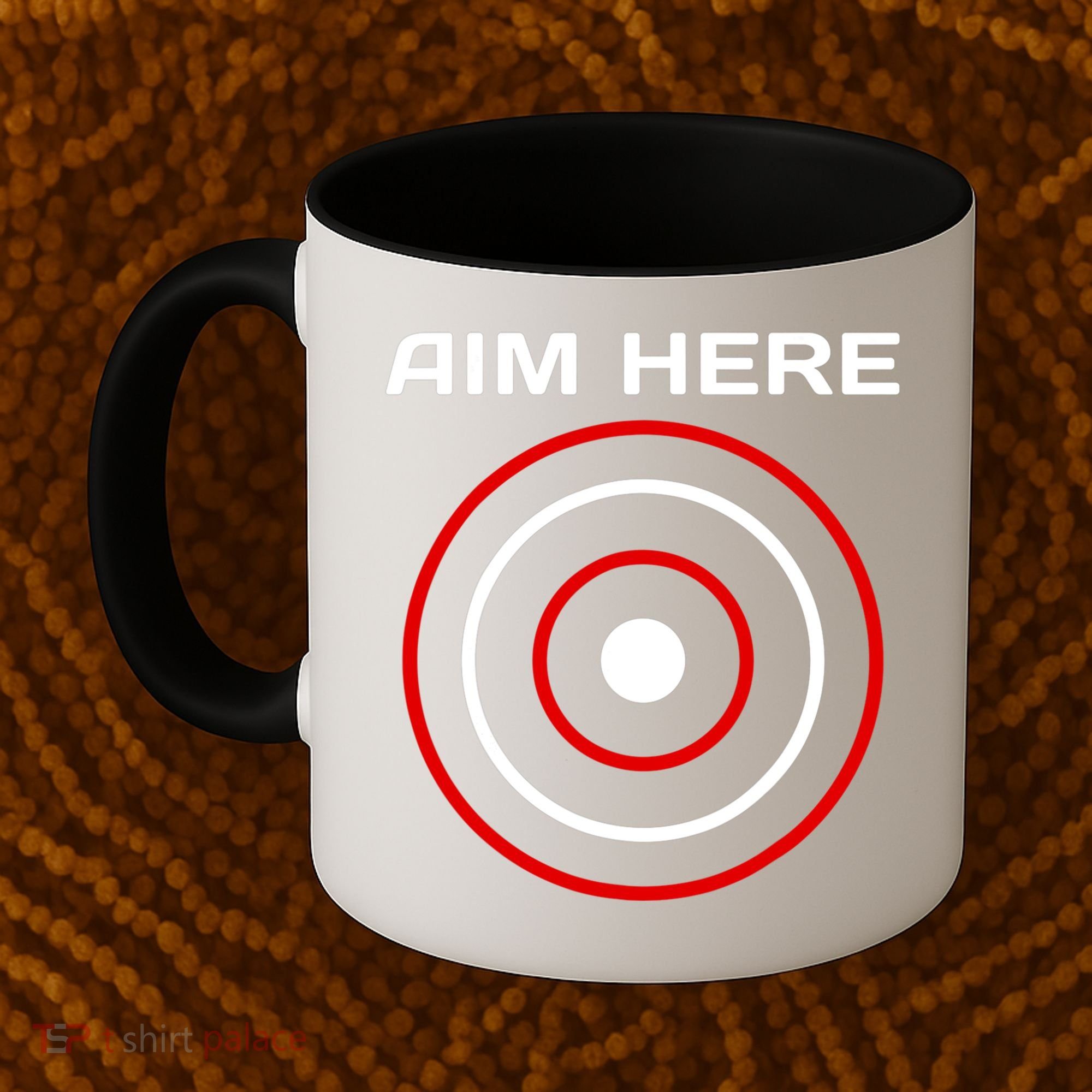 Aim Here Darts Players Bullseye Target Shooting Club Coffee Mug