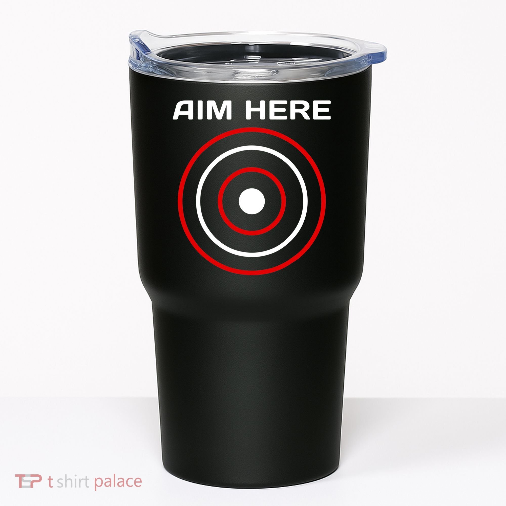 Aim Here Darts Players Bullseye Target Shooting Club Tumbler