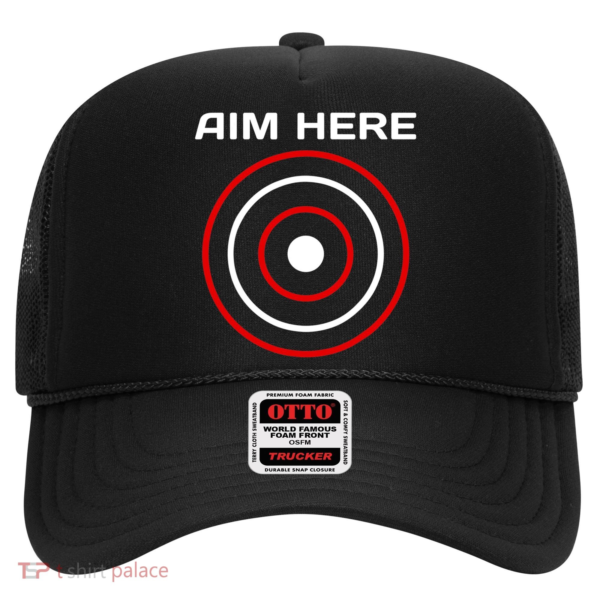 Aim Here Darts Players Bullseye Target Shooting Club Hat