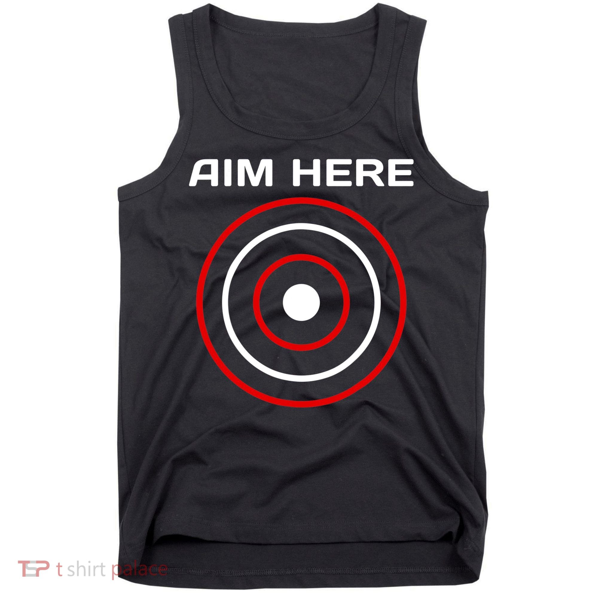 Aim Here Darts Players Bullseye Target Shooting Club Tank Top