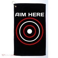 Aim Here Darts Players Bullseye Target Shooting Club Golf Towel thumb 0