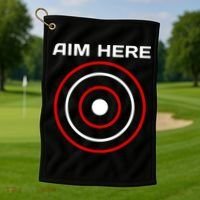 Aim Here Darts Players Bullseye Target Shooting Club Golf Towel thumb 1