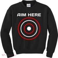 Aim Here Darts Players Bullseye Target Shooting Club Kids Sweatshirt thumb 0