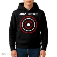 Aim Here Darts Players Bullseye Target Shooting Club Kids Hoodie thumb 4