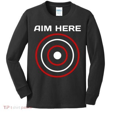 Aim Here Darts Players Bullseye Target Shooting Club Kids Long Sleeve Shirt