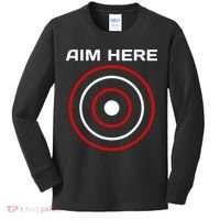 Aim Here Darts Players Bullseye Target Shooting Club Kids Long Sleeve Shirt thumb 0