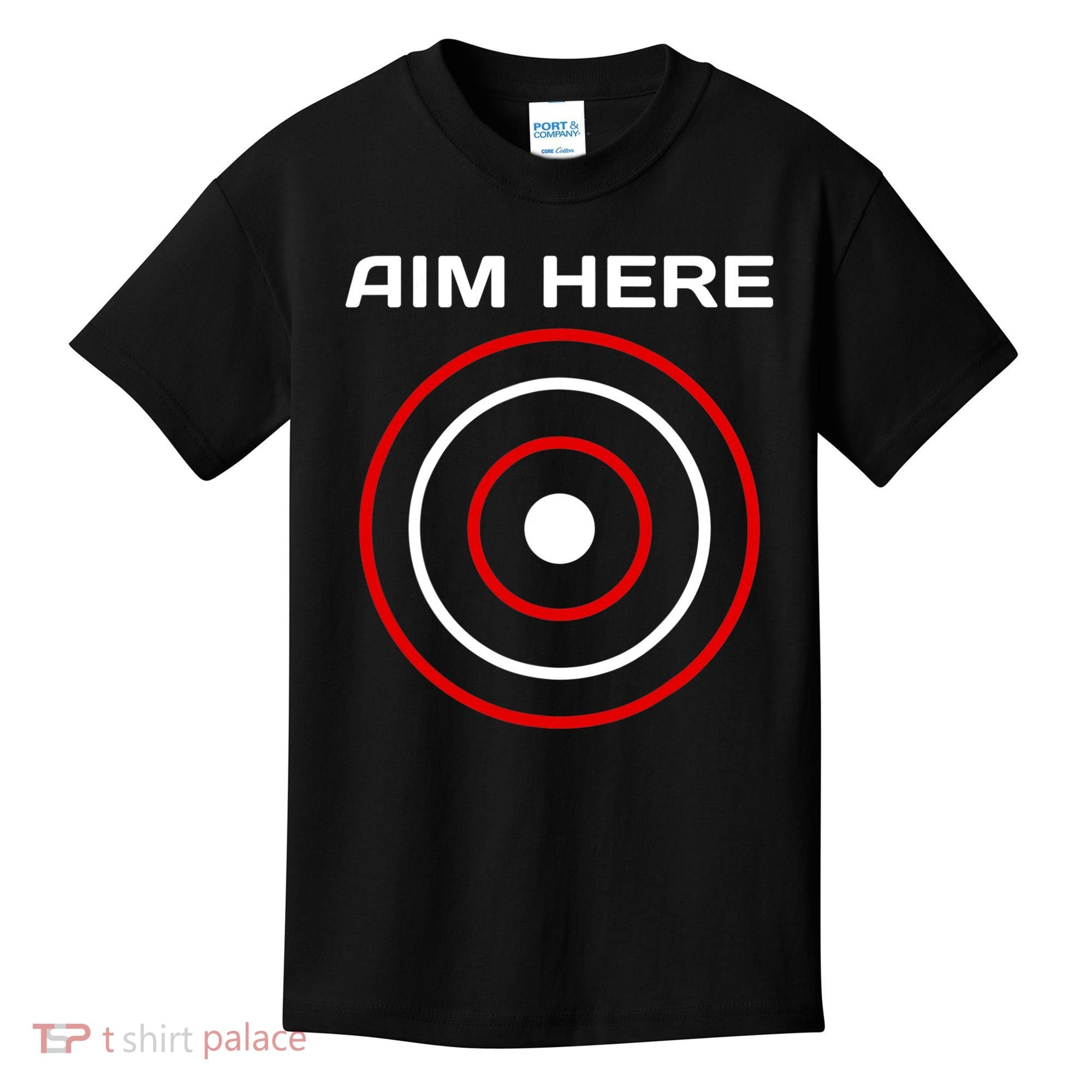 Aim Here Darts Players Bullseye Target Shooting Club Kids T-Shirt