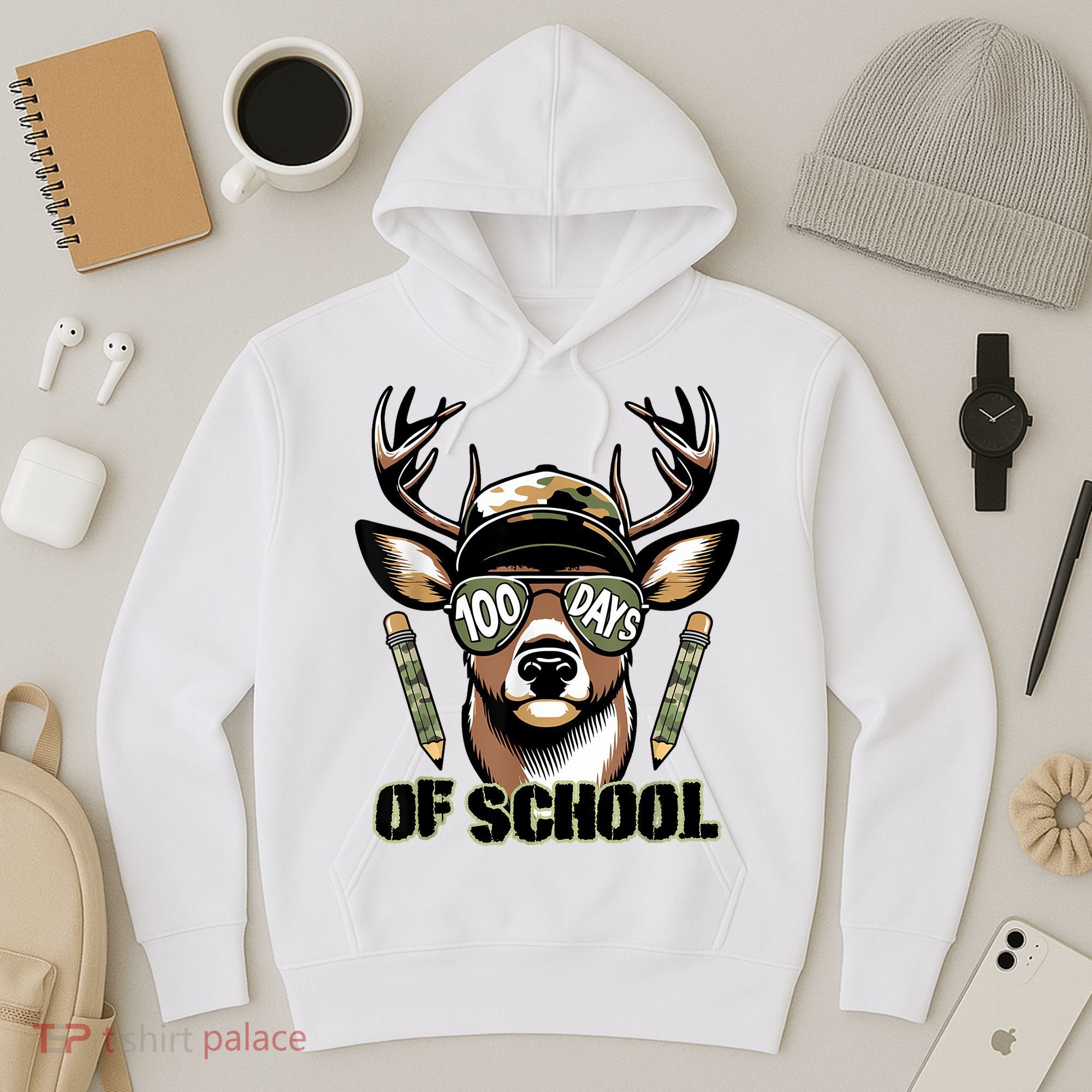 Are Here Deer Hunting 100th Day Of School Hoodie