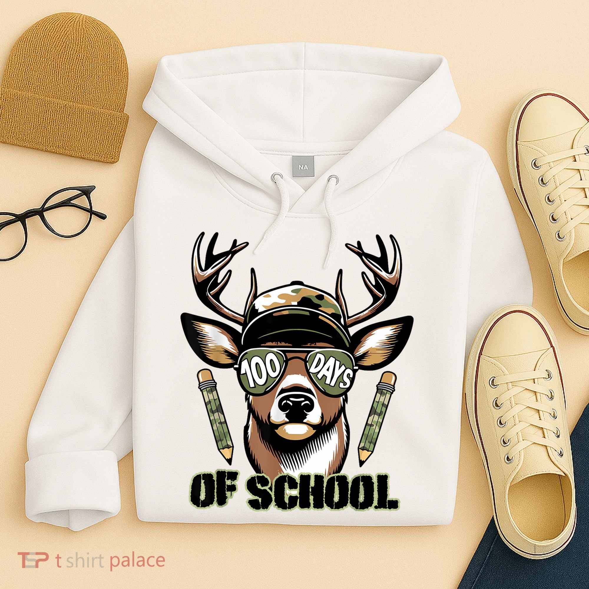 Are Here Deer Hunting 100th Day Of School Hoodie