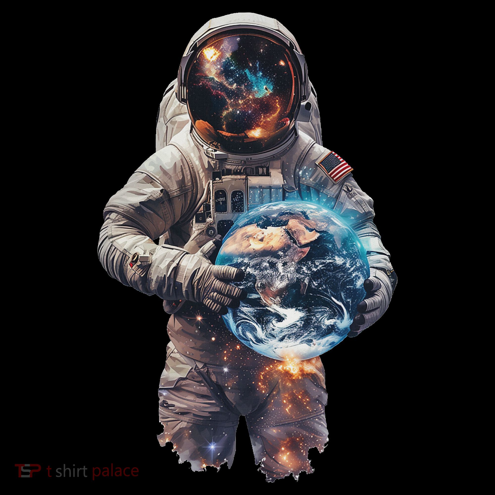 Astronaut Holds Earth In Space Button