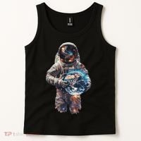 Astronaut Holds Earth In Space Tank Top thumb 2