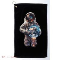 Astronaut Holds Earth In Space Golf Towel thumb 0