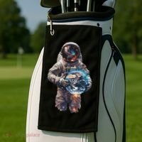 Astronaut Holds Earth In Space Golf Towel thumb 2