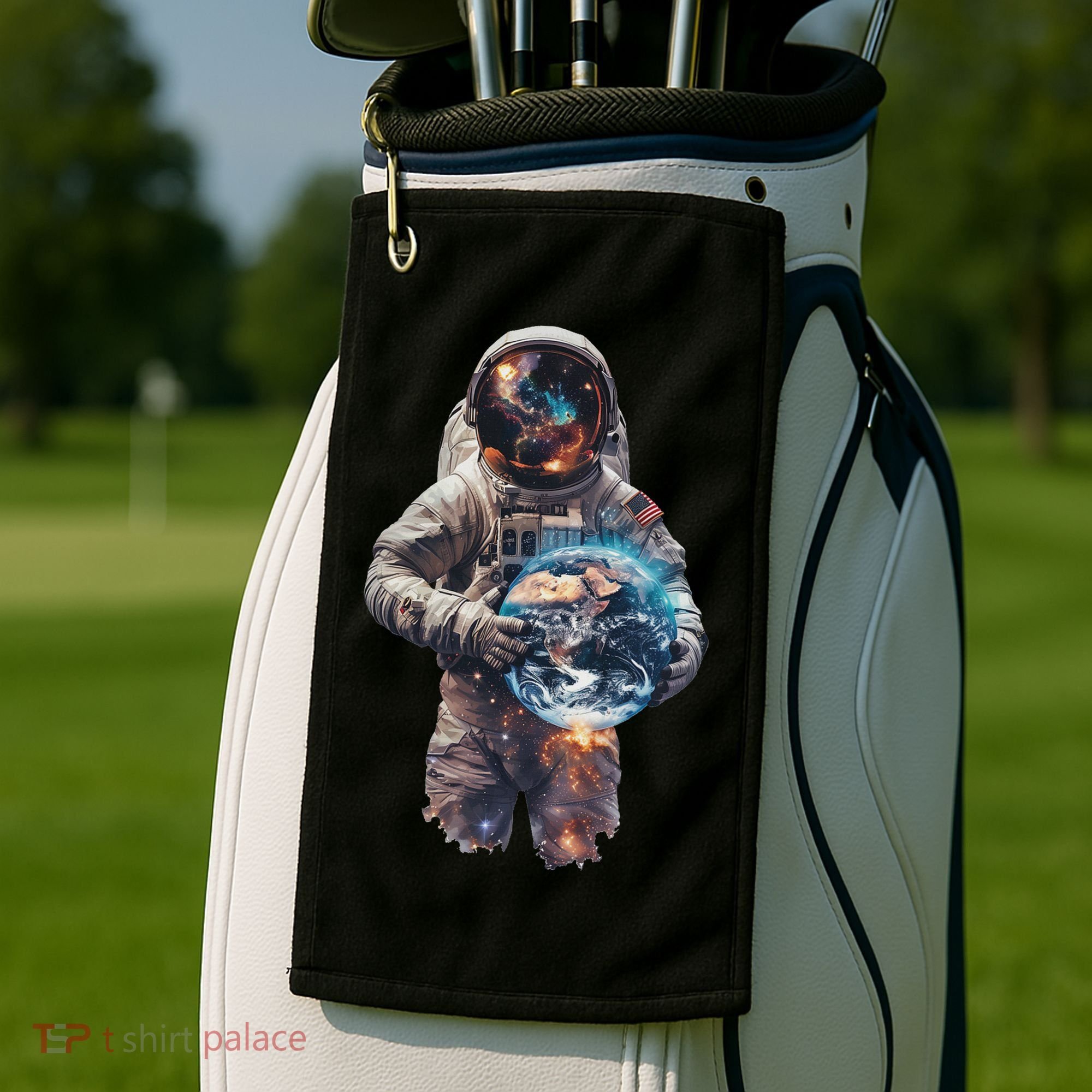 Astronaut Holds Earth In Space Golf Towel